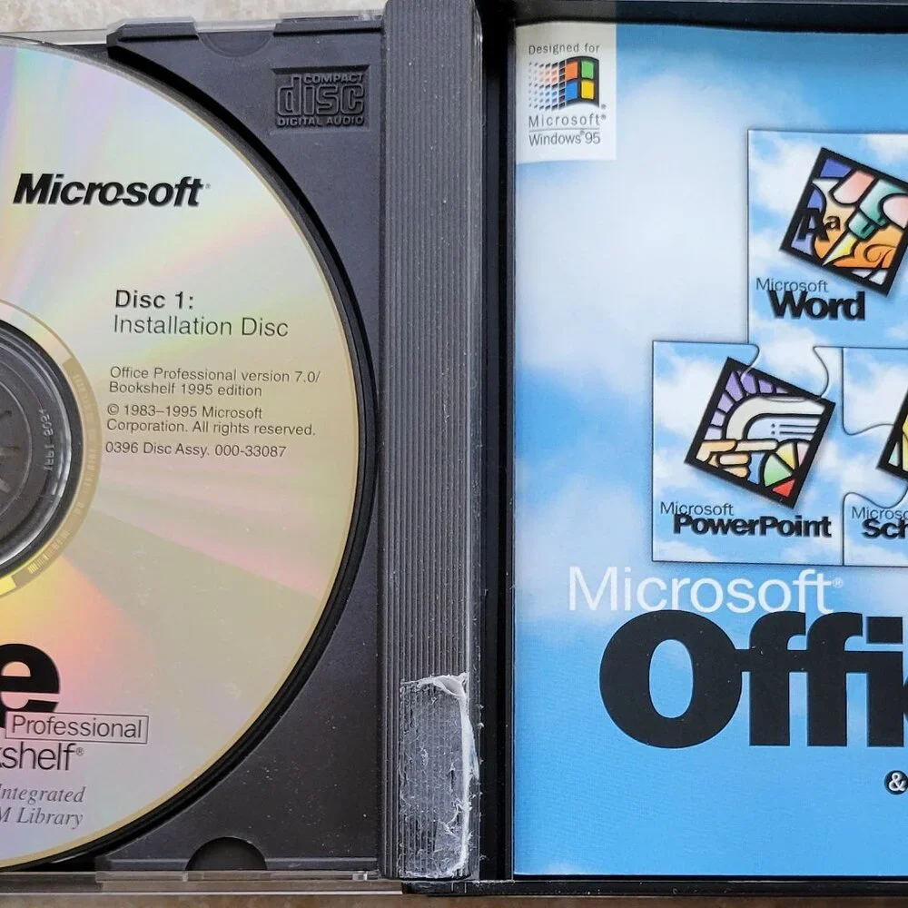 Vintage - Microsoft Office Professional & Bookshelf for Windows 95, 2 CDs, 1995